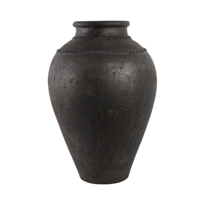 30 Terracotta Floor Vase, Rustic Black