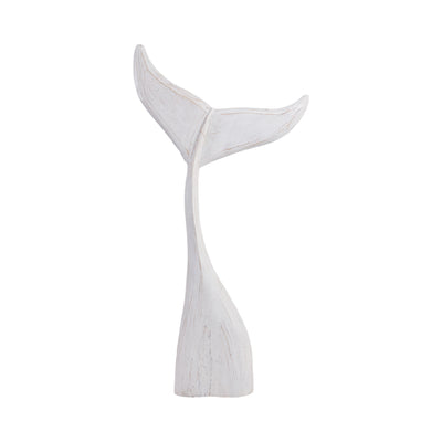 39 Wood Whale Tail Decor, Wht