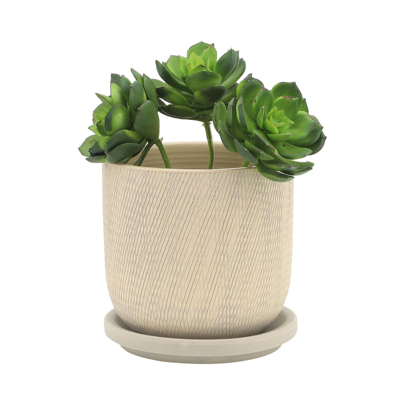 S/2 5/6 MESH PLANTER W/ SAUCER, SAGE