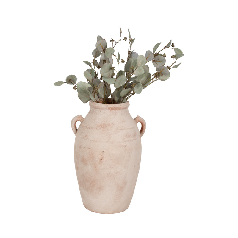 19 Weathered Terracotta Vase, White/natural