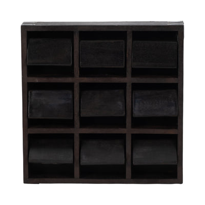 WOOD, 10X10 REVOLVING TIC TAC TOE, BLACK