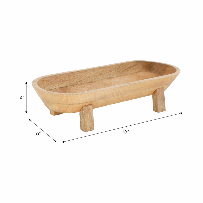 16 Footed Oval Bowl, Nat