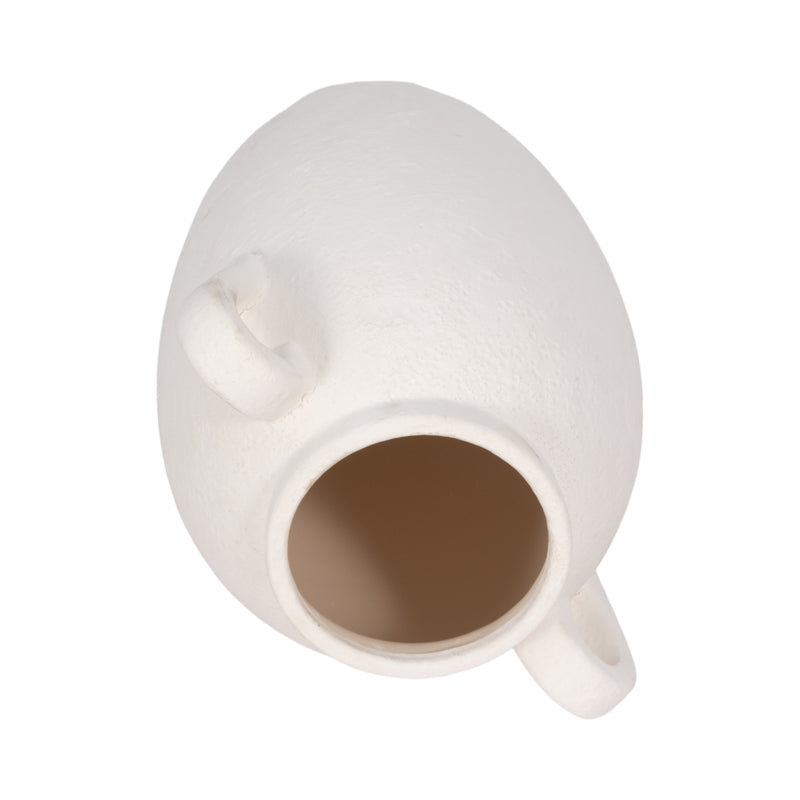 CER, 13 TEXTURED JUG W/ HANDLES, WHITE