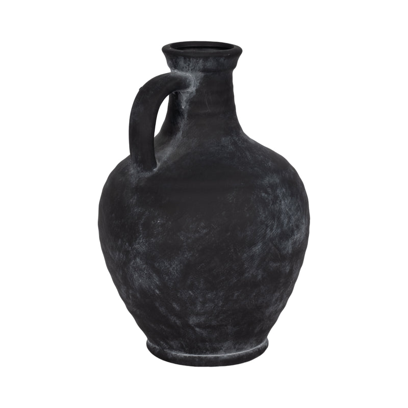 10 Weathered Terracotta Jug With Handle, Black