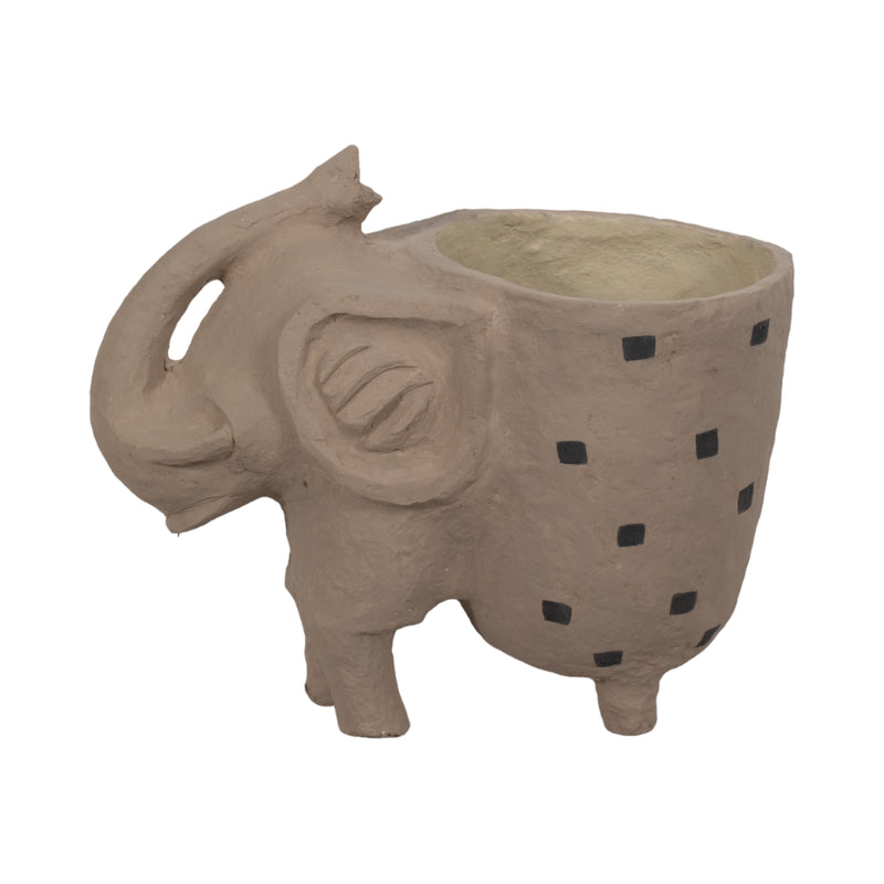 25 Paper Mache Elephant Planter, Ivory