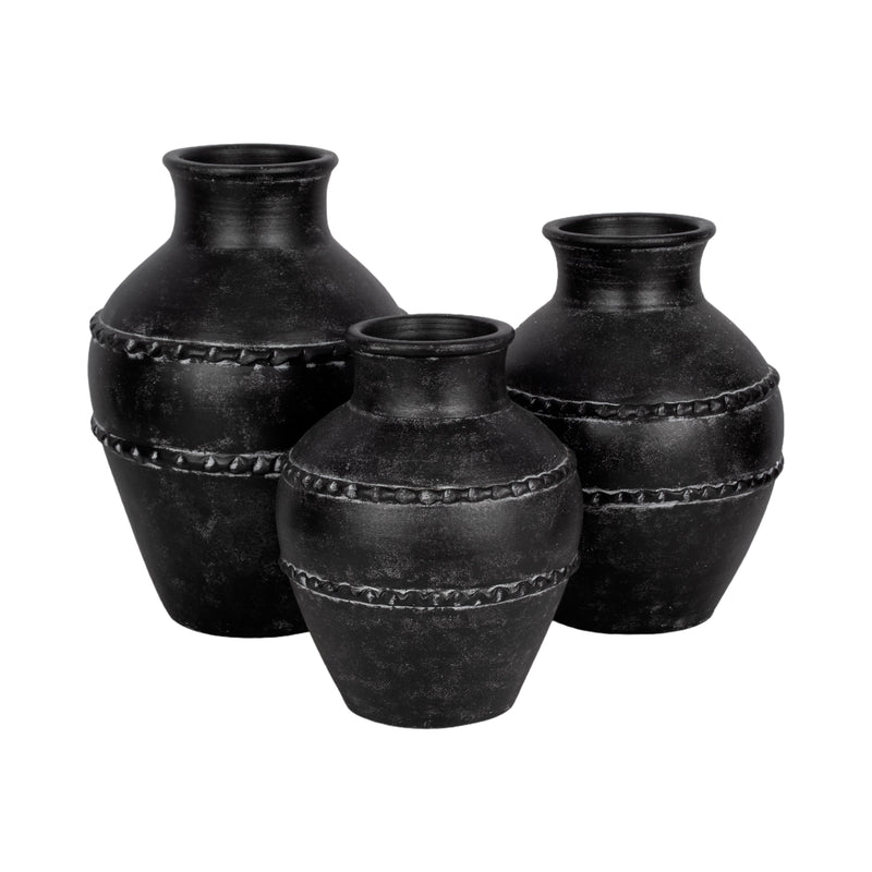 12 Traditional Terracotta Vase, Black