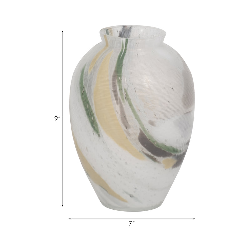 Marco Glass, 9 Marbled Look Vase, Multi