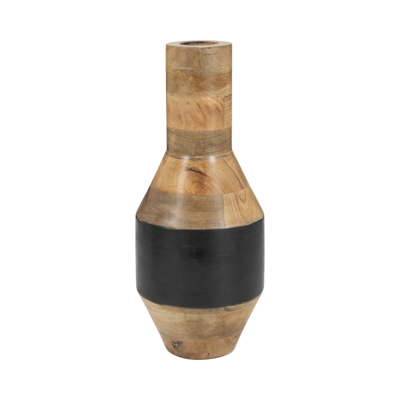 MANGO WOOD, 15 2-TONE VASE, BROWN/BLACK