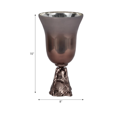 GLASS, 15 2-TONE CHALICE VASE, METALLIC KD