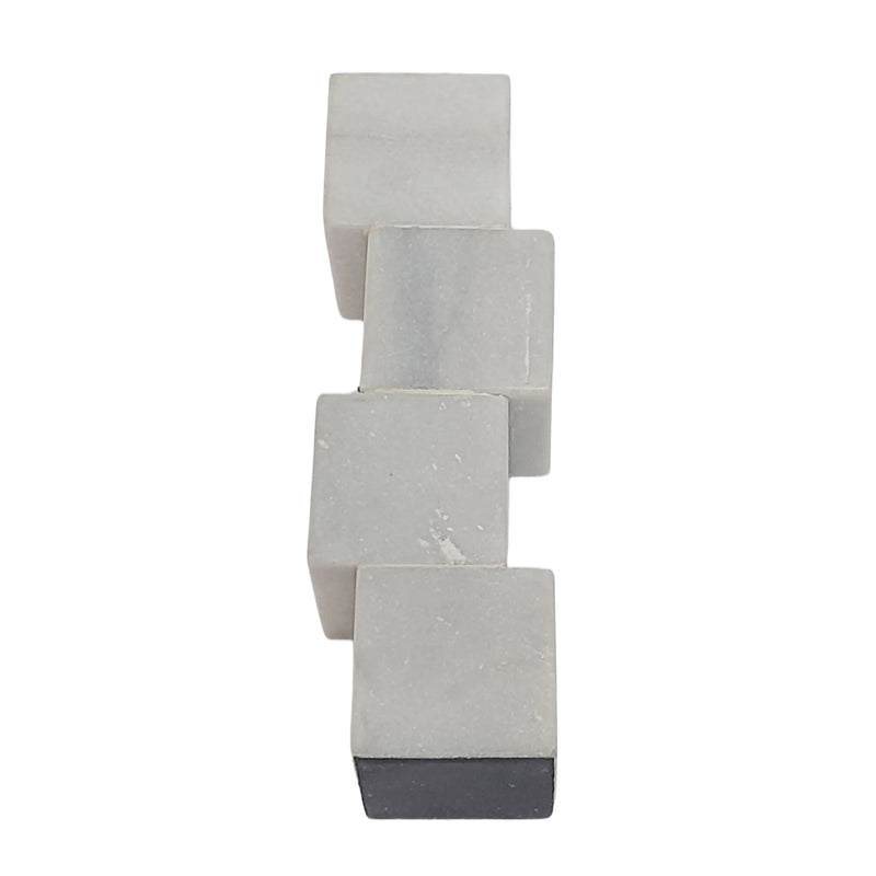 8x3 Stacked Cube Marble Taper Holder, White