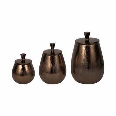 S/3 7/9/11 Tiziano Ceramic Bronze Jars