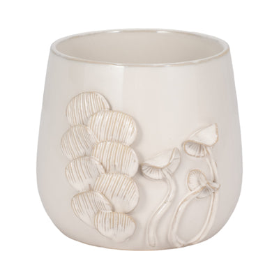 7 Mushroom Applique Planter, Ivory