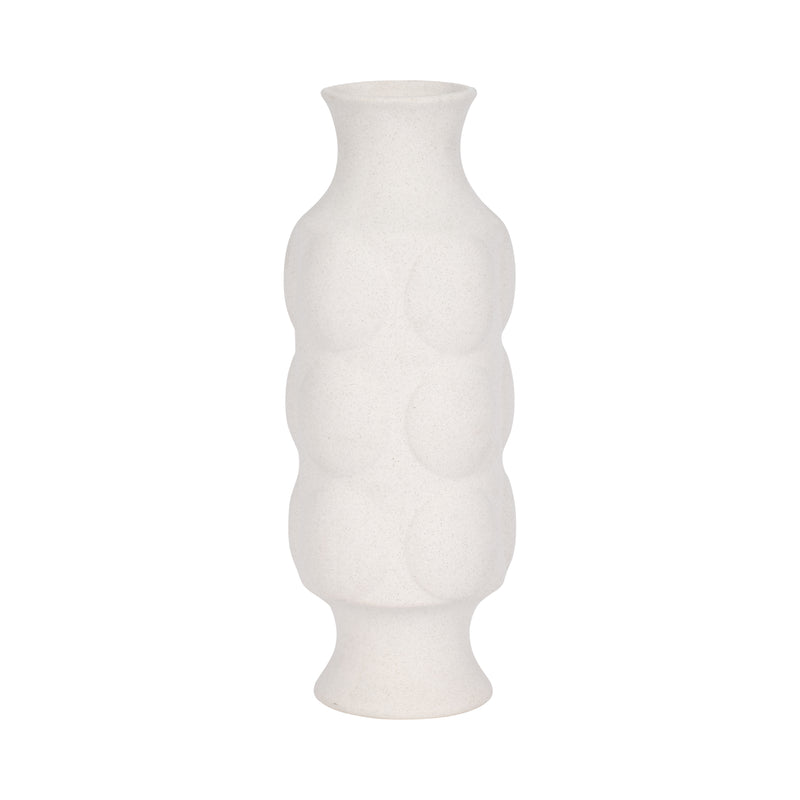 14 Large Dot Embossed Vase Sand Texture, White