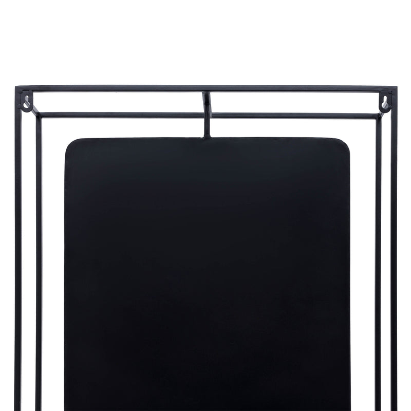 METAL/WOOD 36H WALL SHELF WITH MIRROR, BLACK/BROW