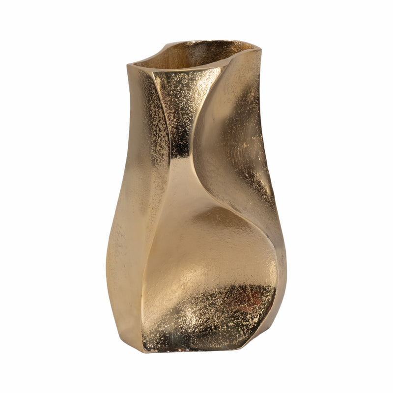 10 Warner Pinched Metal Vase, Gold