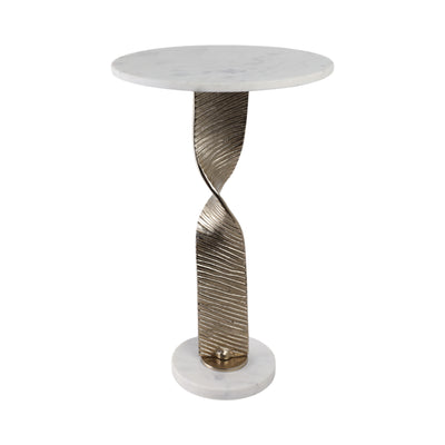 Metal, 24 Twisted Base Accent Table,white/gold Kd