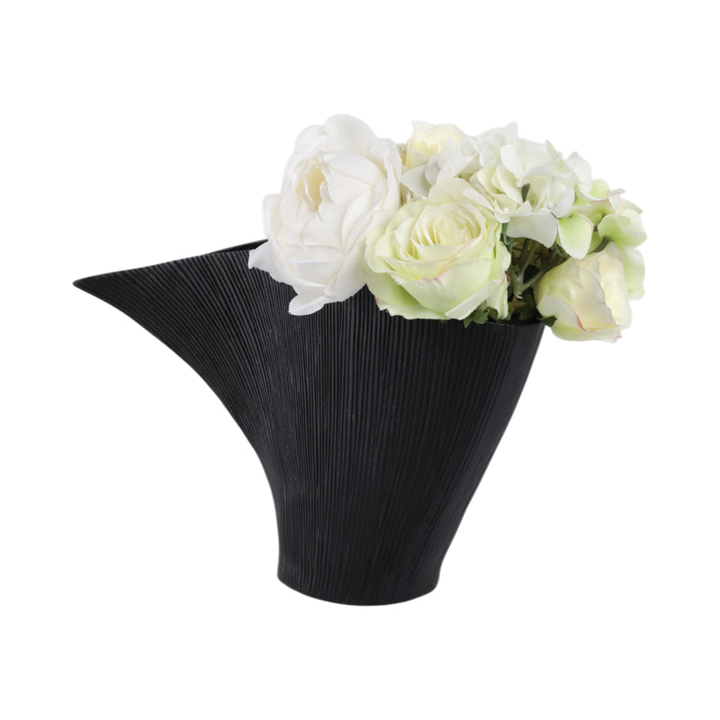 Metal, 16 Corinth Medium Black Vase