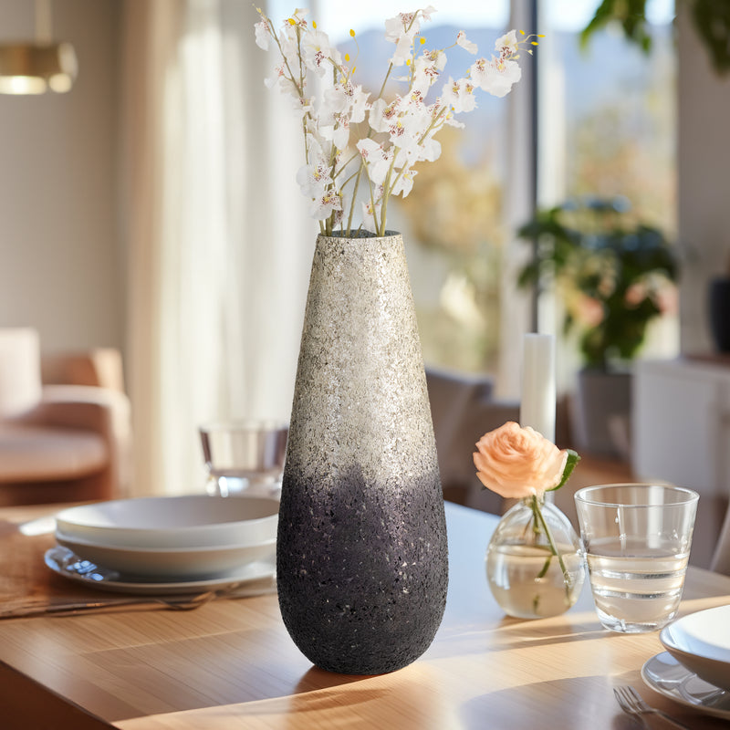 18 CRACKLED VASE, PLUM OMBRE