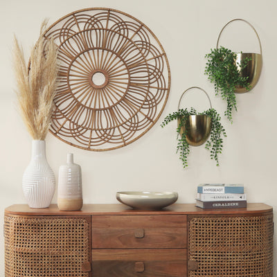 WICKER, 36, ROUND WALL ACCENT, BROWN