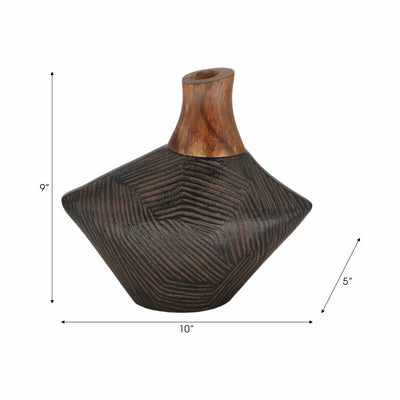 9 Kenai Small Wood And Metal Vase