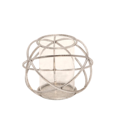 S/2 6 ORB CANDLE HOLDER , SILVER