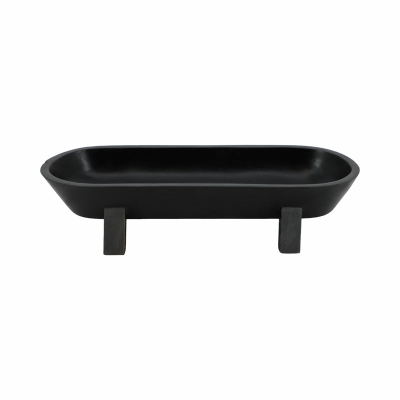 16 Footed Oval Bowl, Black