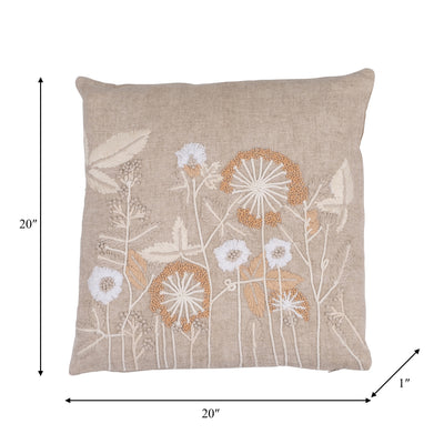 20X20 COTTON, WILD FLOWERS HAND EMBROIDERY DECORA