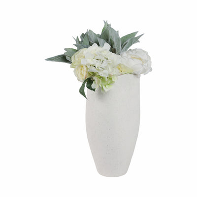 15x8 Textured Organic Vase Reactive Inside, White