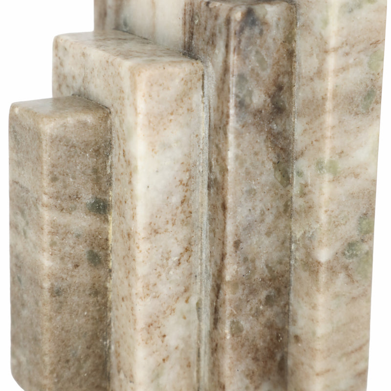 S/2 5 Onyx Marble Block Bookends, Tan