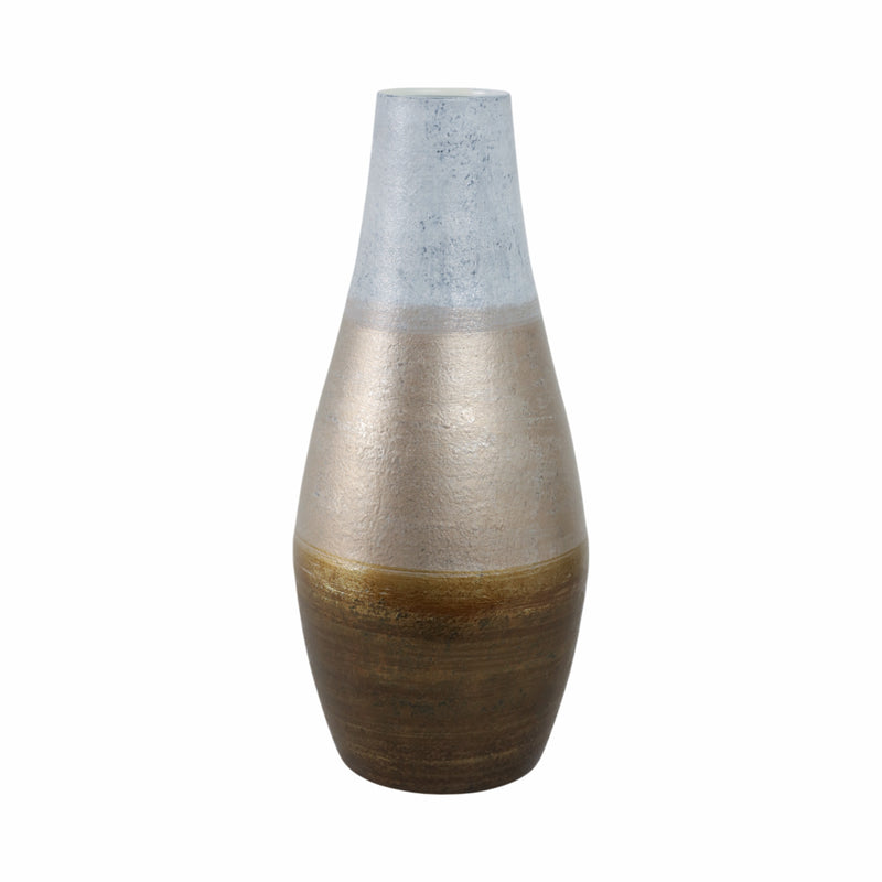 21gold Ombre Metal Hourglss Vase,wht/gld