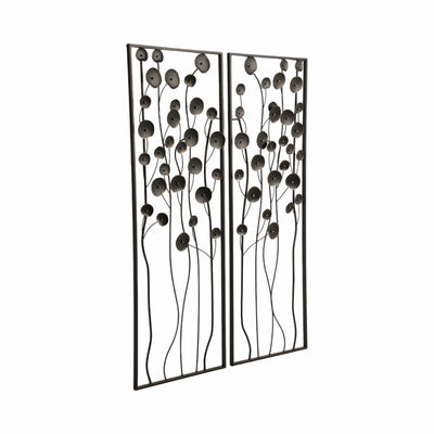 S/2 36 Dainty Flowers Metal Wall D?cor, Black/gol