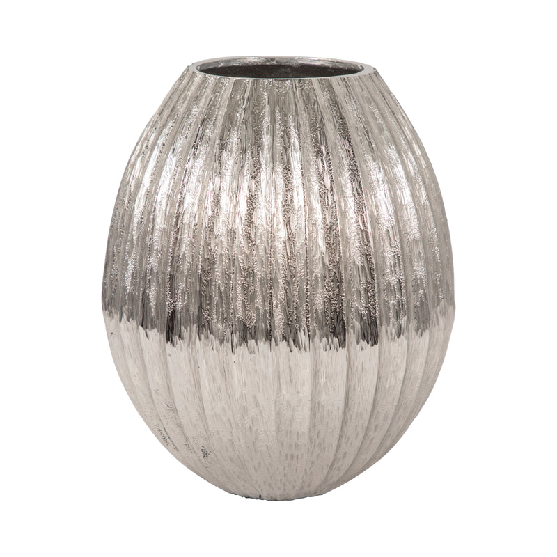 11 Gila Large Metal Cast Vase, Silver