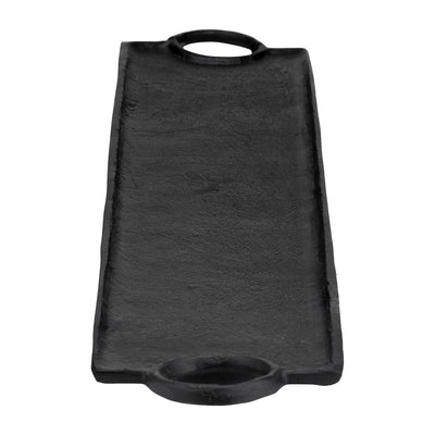 METAL,S/2 26/32,FLAT TRAY W/RING HANDLES,BLACK