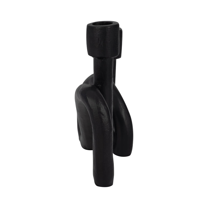 9 Swirled 2 Taper Candleholder, Black