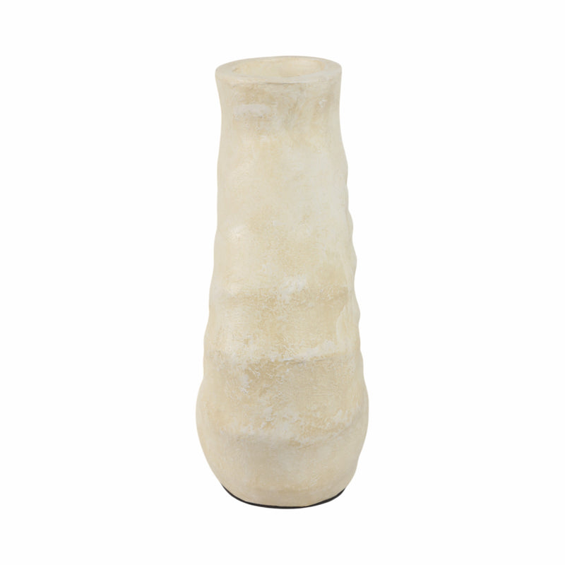 13 Ridged Open Cut-out Terracotta Vase, Ivory