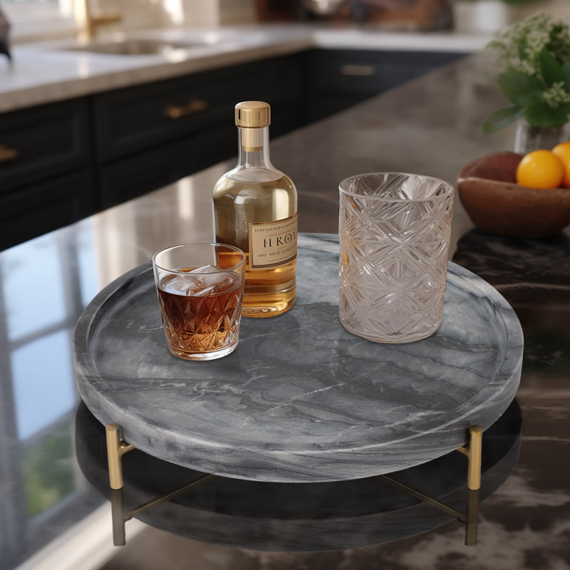 15 Oxford Large Marble Tray, Gray