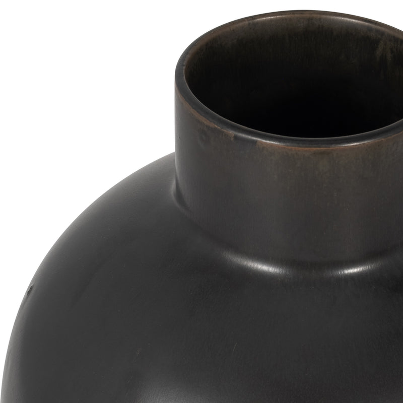 CER, 11H BUBBLE VASE, BLACK VOLCANIC