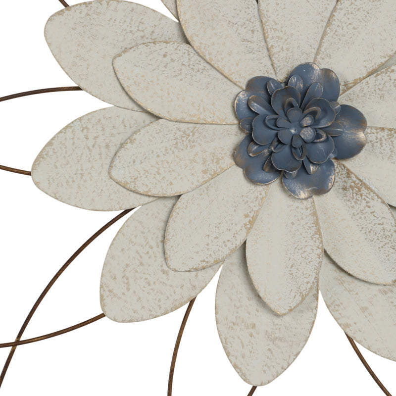 METAL 25 WALL FLOWER, WHITE/BLUE, WB