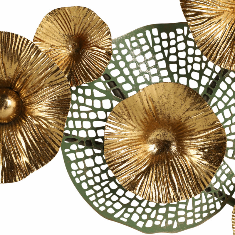 35 Pierced Lilypad Metal Wall D?cor, Seafoam/gold