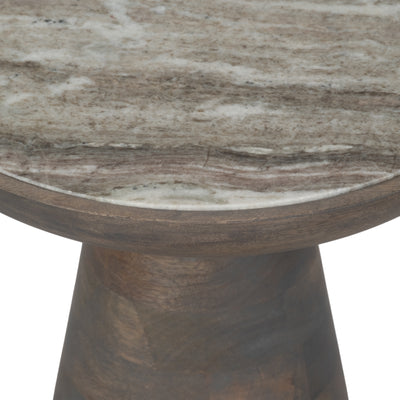 20 Wood Accent Table Baslana Marble Top, Grey