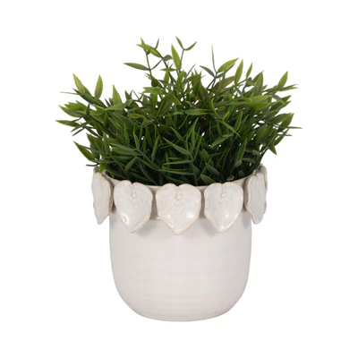 6 Leaf Applique Planter, Cream