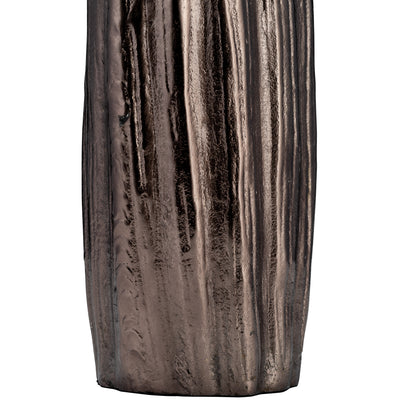 METAL, 20H, ABSTRACT RIDGED VASE, BLK NICKEL