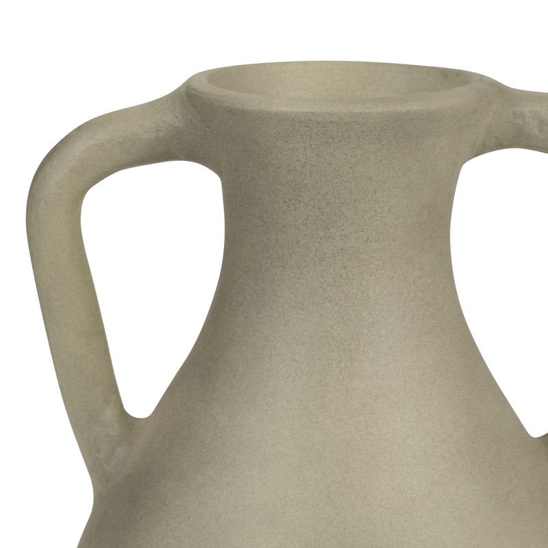 TERRACOTTA, 11 JUG VASE W/ HANDLES, SAGE GREEN