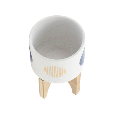 S/2 5/8 FUNKY PLANTER W/ STAND, WHITE