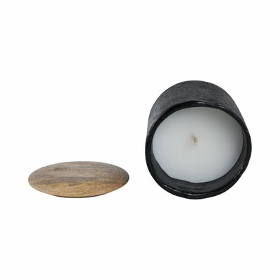 4 9 Oz Balsam & Myrrh Tall Candle With Lid, Black