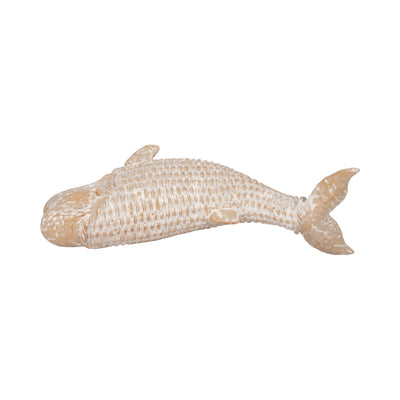 17 Resin Wicker Beluga Whale, White