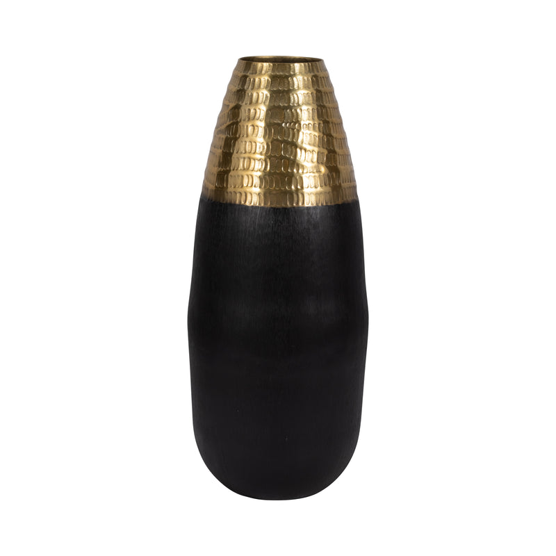 Metal, 20 2-tone Floor Vase, Black/gold