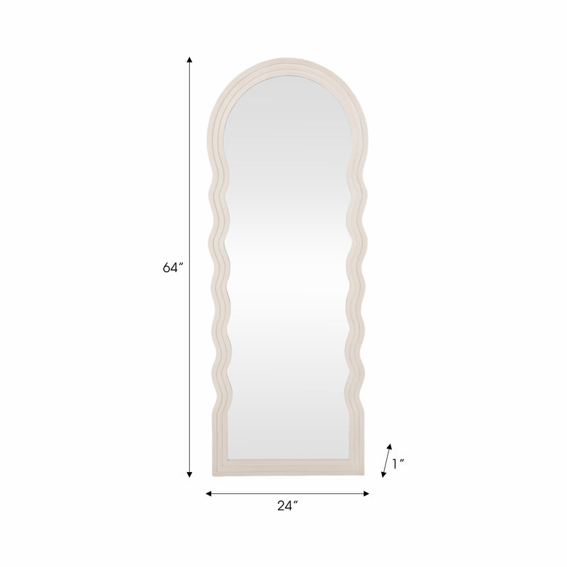 24x64 Layered Curvy Leaner Mirror, White