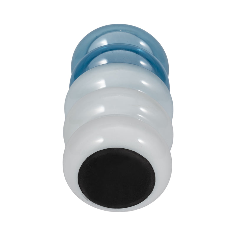 GLASS, 12H ACCORDION VASE, BLUE