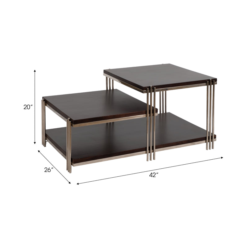 Metal/wood, 42 Three Tier Coffee Table